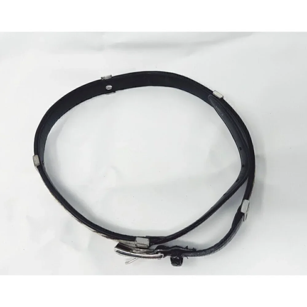 Brighton Sz M/L Black Leather Leopard Print Pony Calf Hair Patchwork Belt Mix